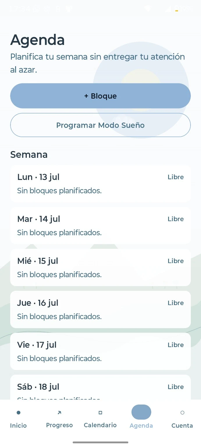 Pantalla Agenda de Lapso en modo claro